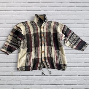 Vintage Baja Cream, Red and Black Poncho